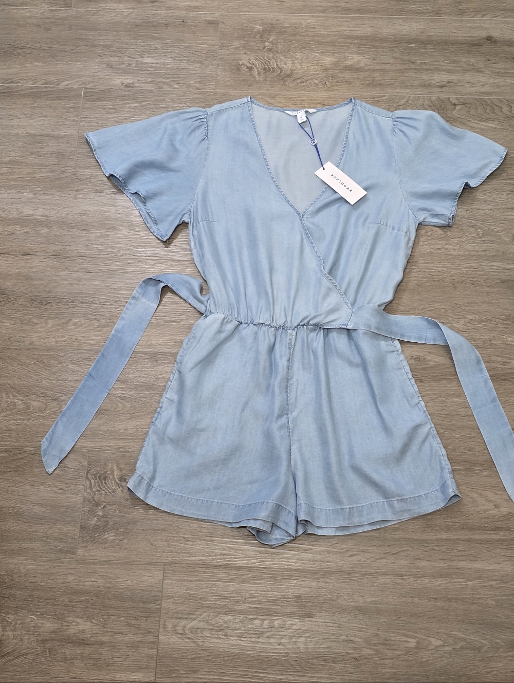 New Popsugar Shorts Romper Womans Size S Blue NWT Soft